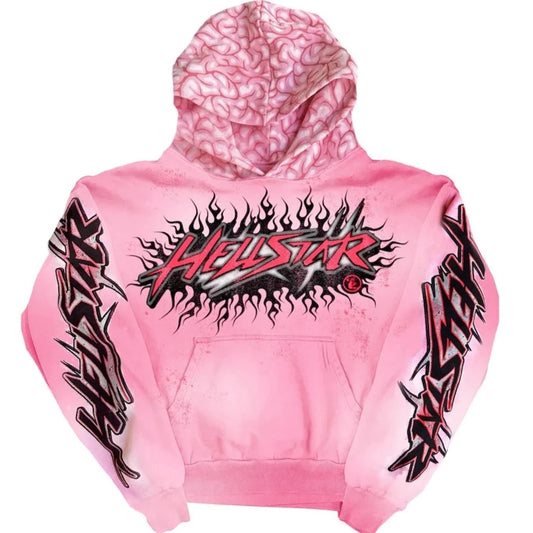 Hellstar Brainwashed With Brain Hoodie Pink